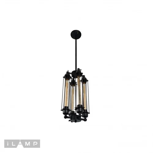 Люстра подвесная Marc Loft 127-1 iLamp чёрная на 4 лампы, основание чёрное в стиле лофт  фото 2